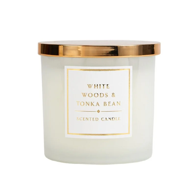 ---George Home Classic White Woods and Tonka Bean Double Wick Candle