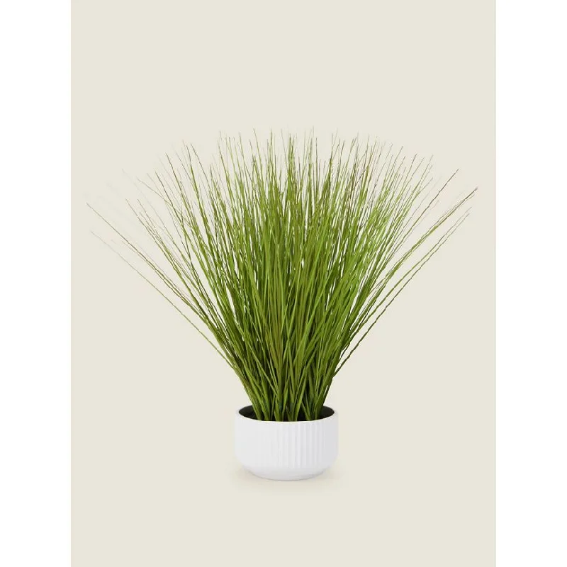 Pet ProductsGeorge Home Artificial Grass Stems in White Ribbed Plastic Pot