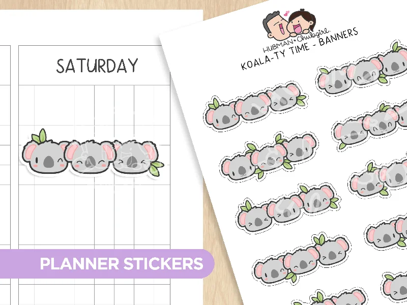 - Custom pet birthday cakeKoala-ty Time - Banners Planner Stickers