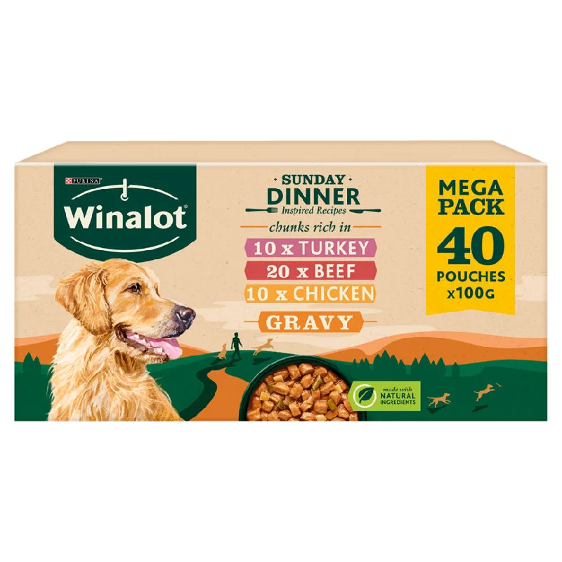 - Pet tear stain cleaning wipesWinalot Sunday Dinner Dog Food Pouches