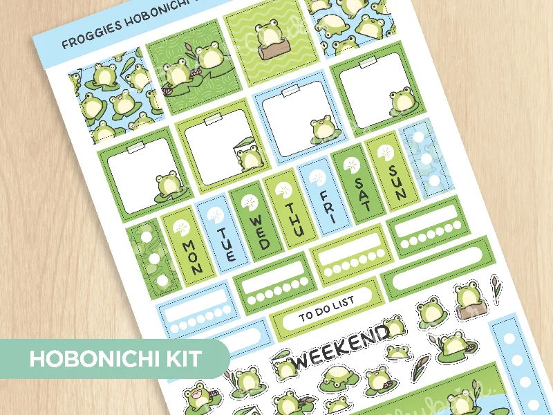 ---Ponds and Froggies Theme Hobonichi Weeks kit