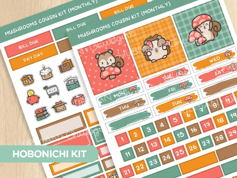 - Natural latex pet mattressMushrooms Theme Hobonichi Cousin Monthly Kit (Set of 2)