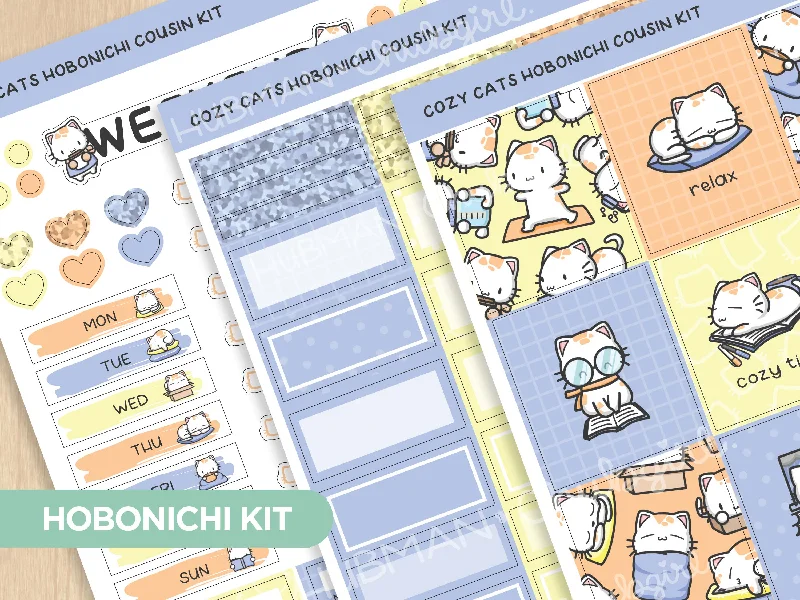 ---Cozy Cats Theme Hobonichi Cousin Weekly Kit (Set of 3)