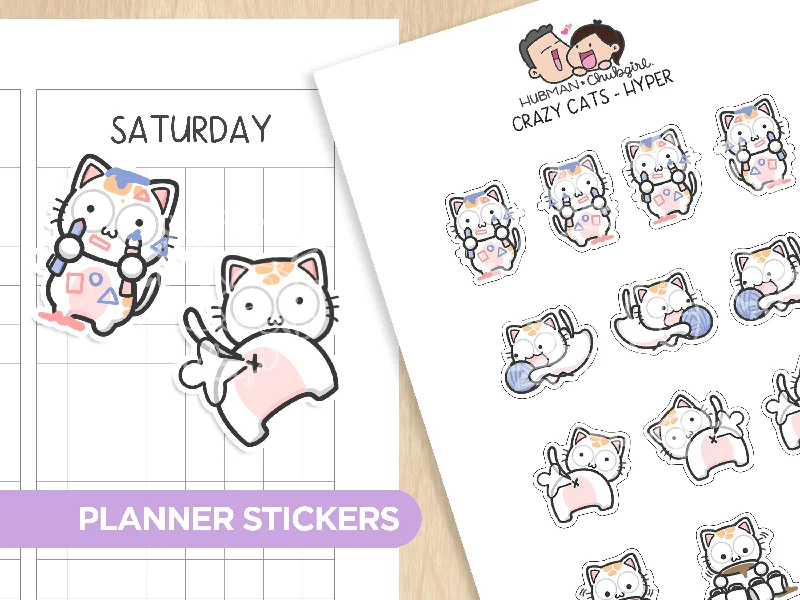 - Winter dog thick down jacketCrazy Cats - Hyper Planner Stickers