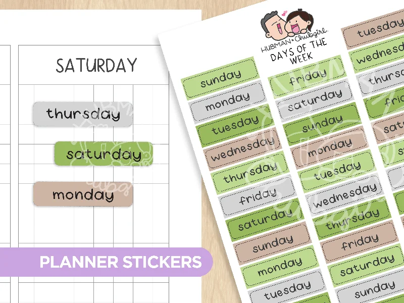 - Rabbit grass rack to prevent waste food boxDays of the week - Koala-ty Time Planner Stickers