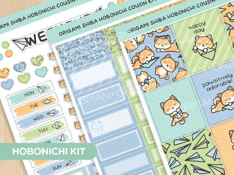 ---Origami Shiba Theme Hobonichi Cousin Weekly Kit (Set of 3)