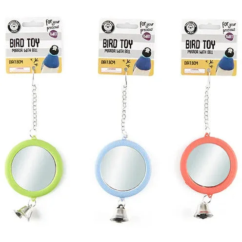 - ​​Christmas pet Christmas clothingPlastic Round Mirror with Bell - Bird Toy