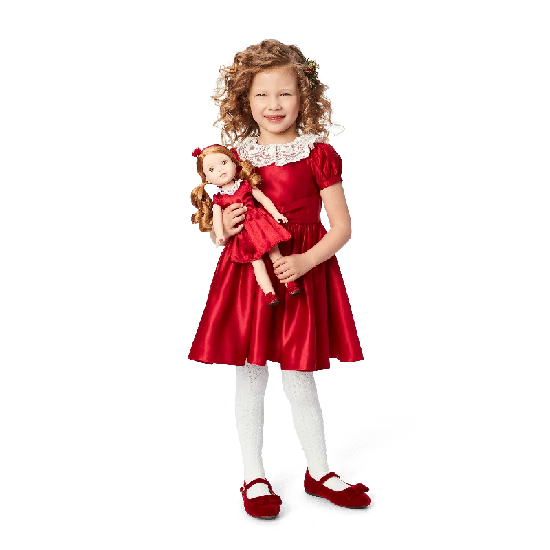 - ​​Christmas pet Christmas clothingAmerican Girl® x Janie and Jack Holly-Red Party Dress for Little Girls & WellieWishers™ Dolls