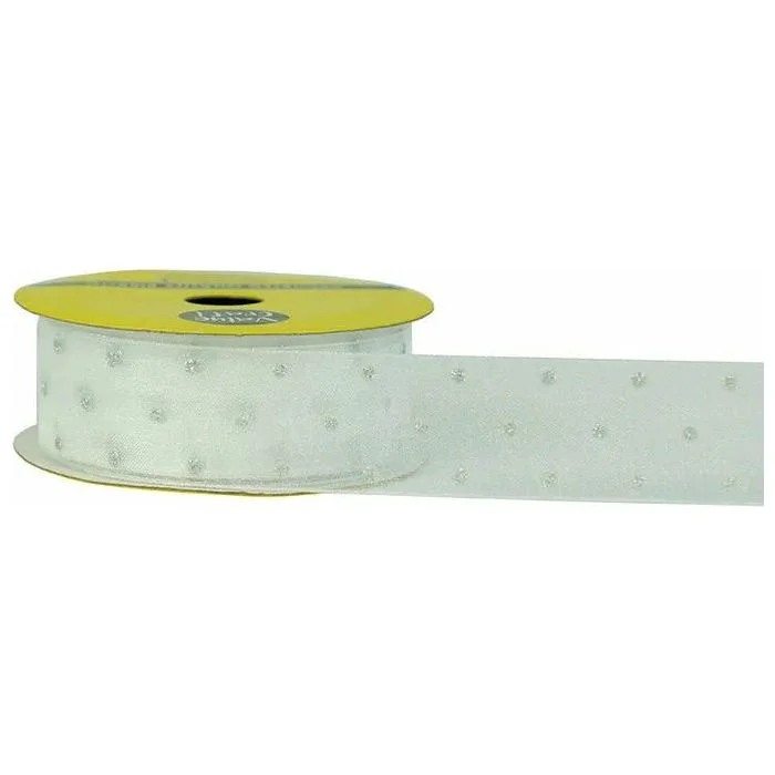 - ​​Pet toys under    yuanSheer Ribbon White with Silver Irid Dots - 24mmx3m