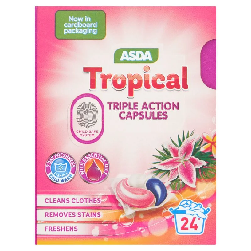  -Splash-proof food bowl AND Anti-choking slow food bowlASDA Tropical Triple Action Capsules 24 x 13g (312g)