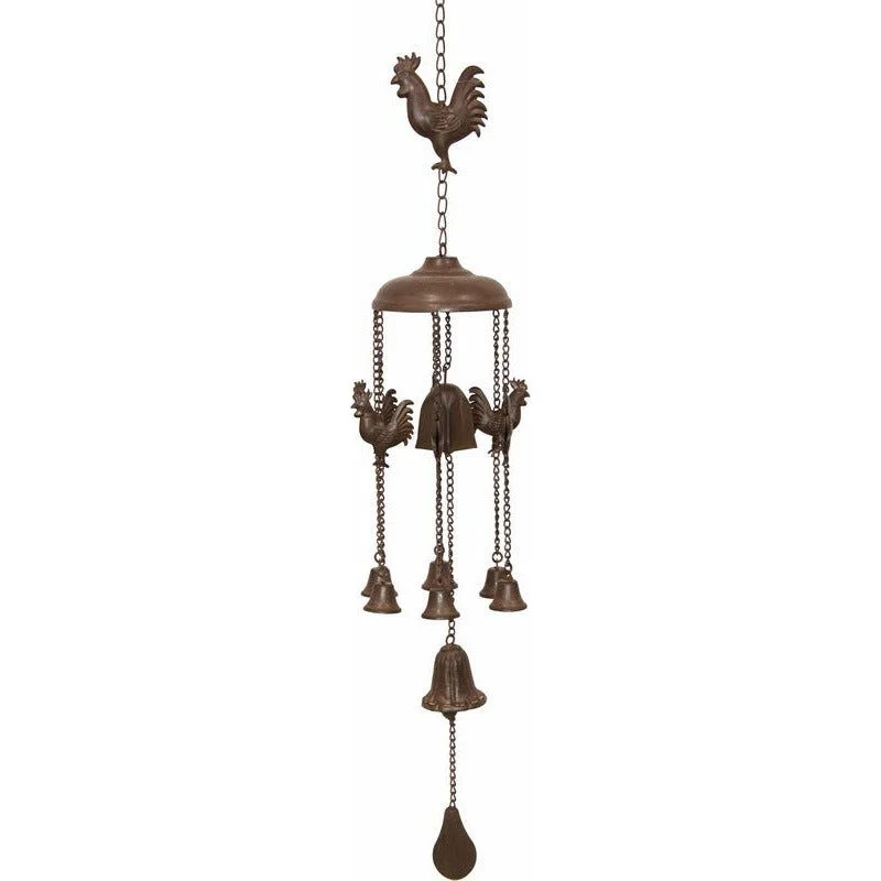 ---Wind Chime - Cast Iron Rooster & Bells