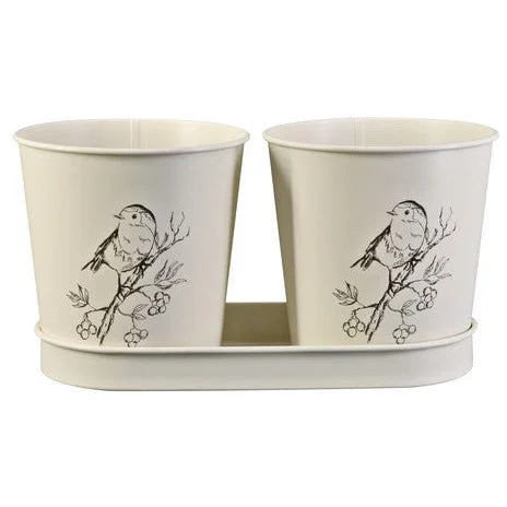 - Winter dog thick down jacketMetal Plant Pots and Tray Bird Print Set