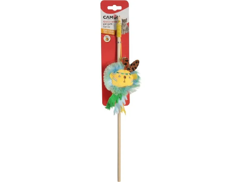 - ​​Pet toys under    yuanCat toy in polyester and wood with catnip and bell, rod with Jungle Themes - 40cm