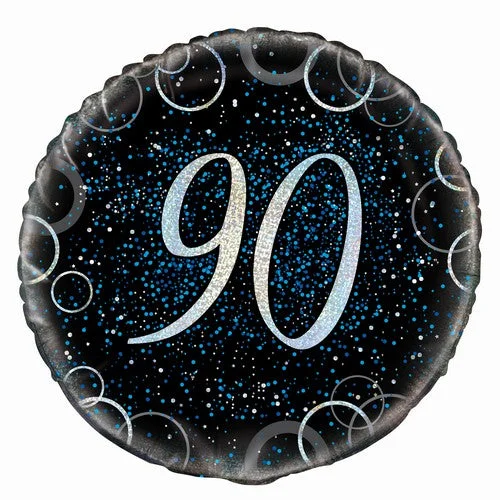 ---Glitz Blue - 90th Birthday Foil Balloon