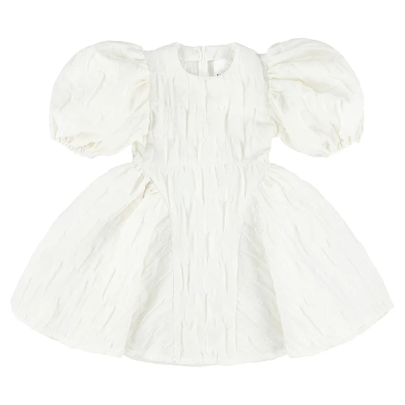 ---Caroline Bosmans Off White Heart Puff Dress