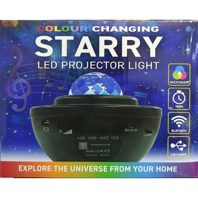 ---LED Starry Projector Colour Changing Light with Bluetooth Music